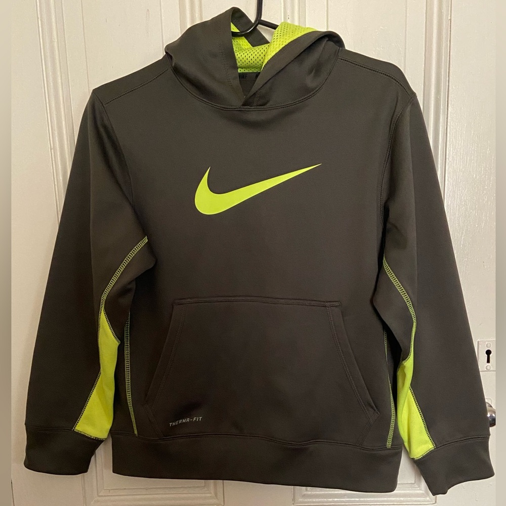 Nike Women’s Charcoal and Lime Hoodie